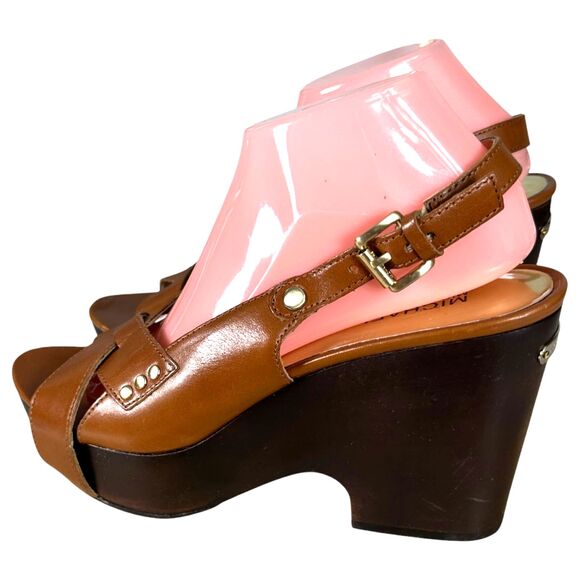 Michael Michael Kors Leather Wood Chunky Platform Wedge Heel Size 10 NEW Other - Picture 7 of 9